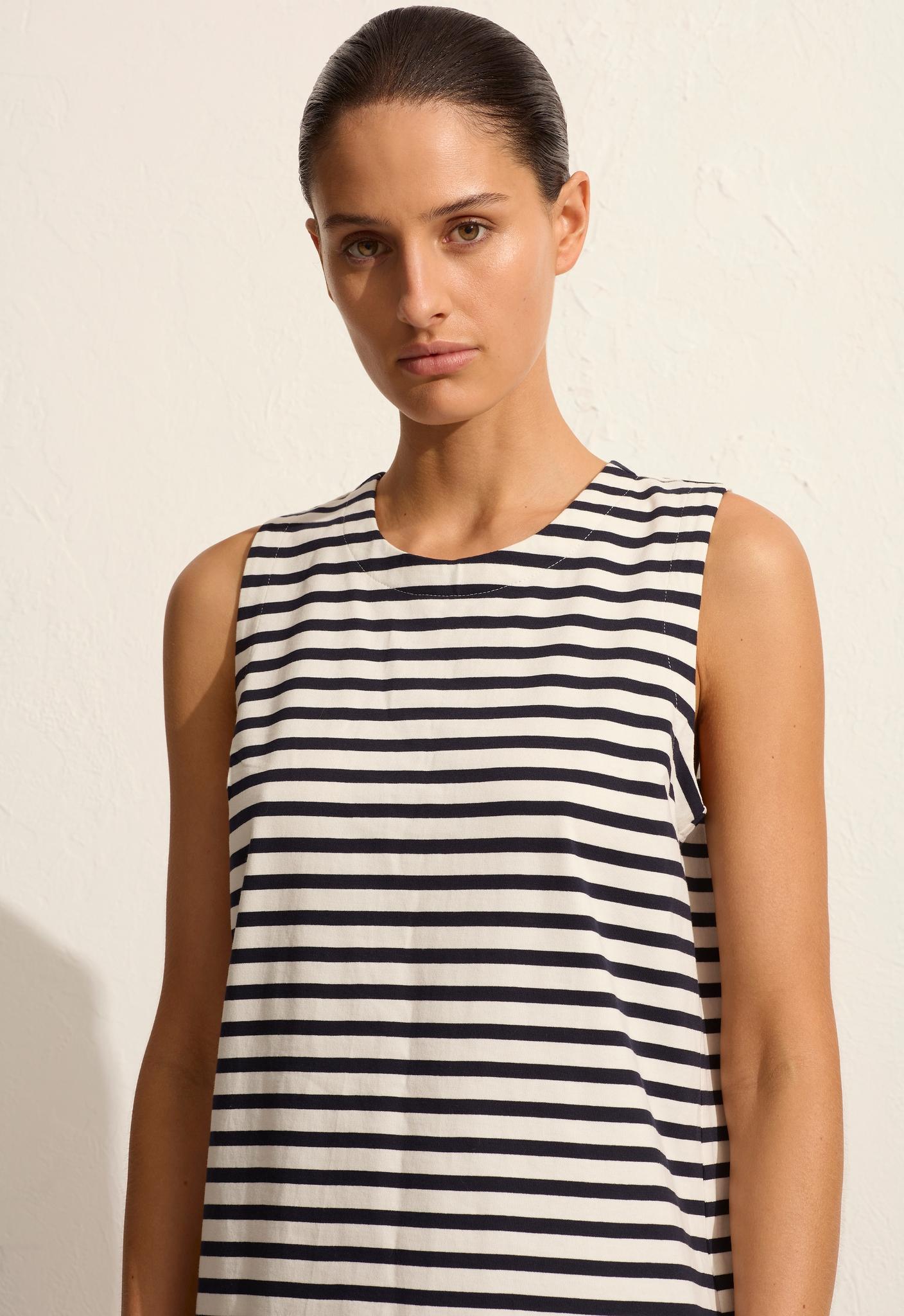 Stripe Shift Dress - Navy/White - Matteau