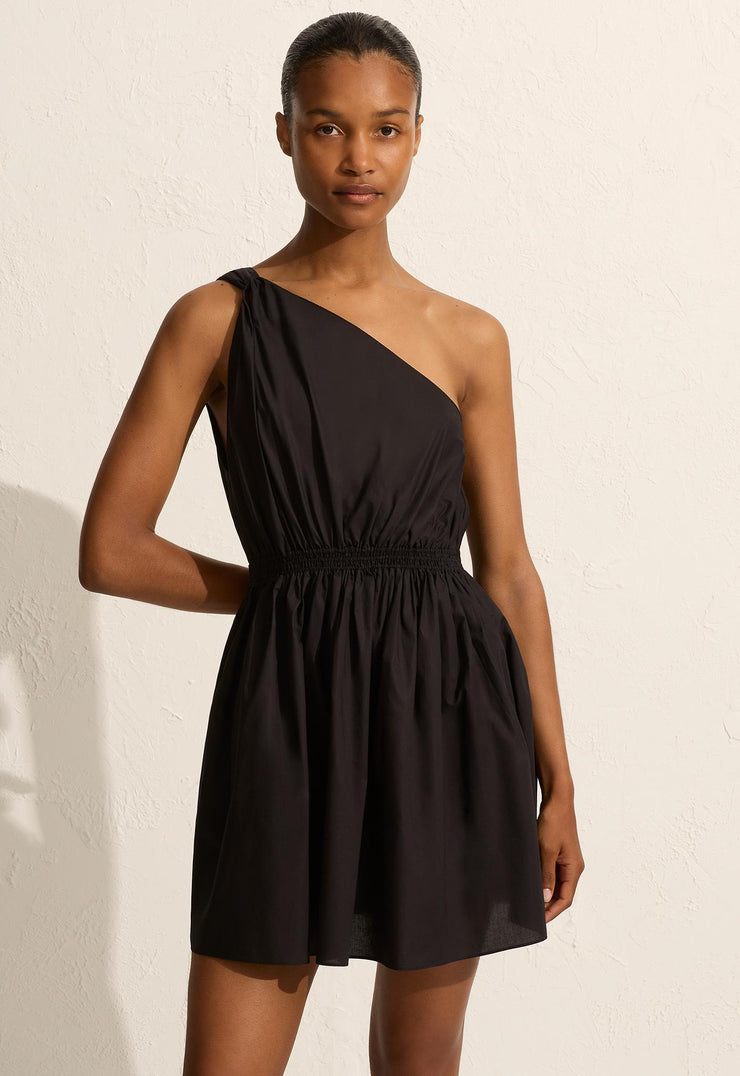 Twist Shoulder Mini Dress - Black - Matteau