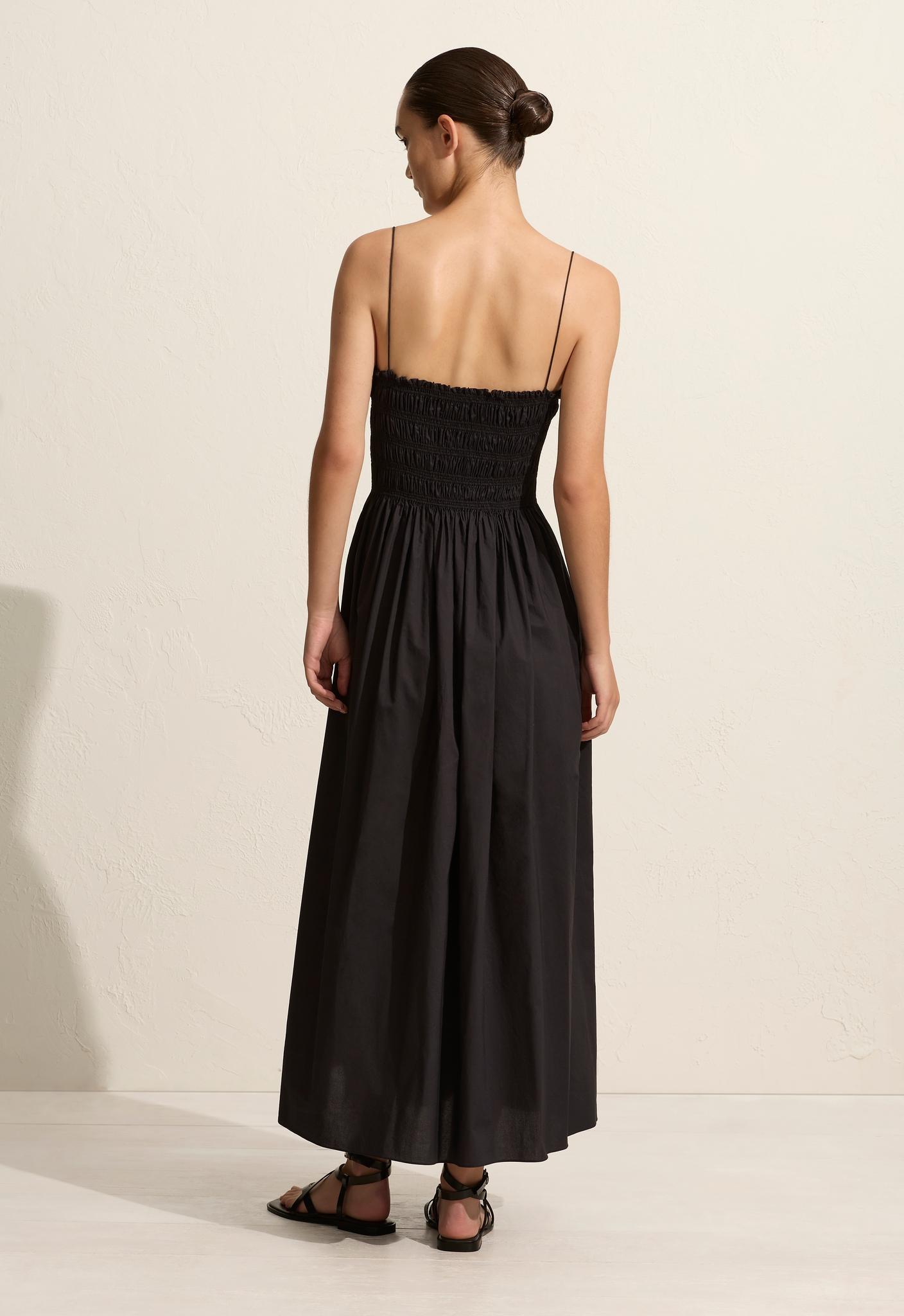 Shirred Bodice Dress - Black - Matteau
