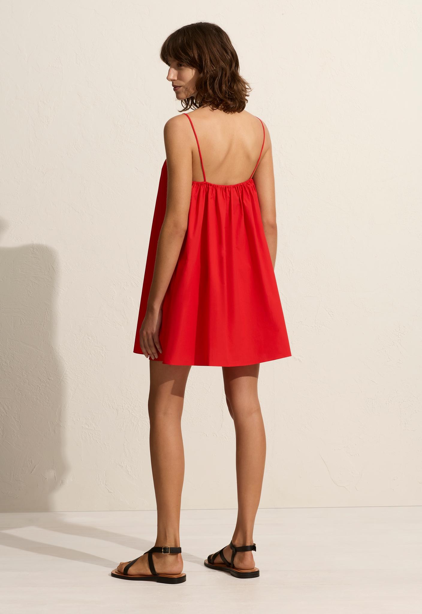 Voluminous Cami Mini Dress - Rosso - Matteau