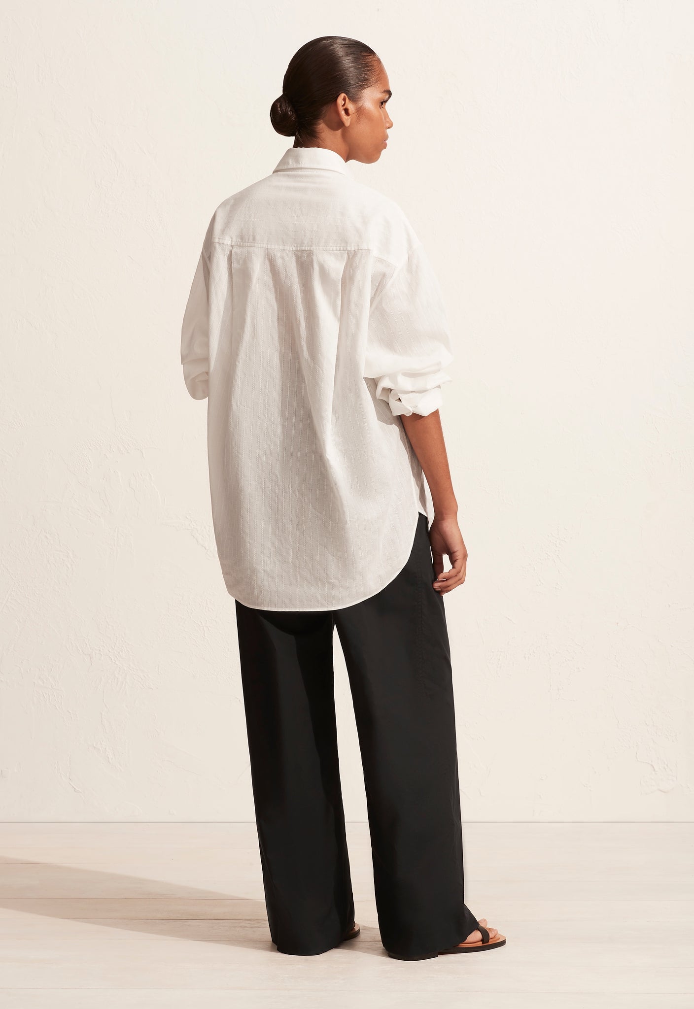 Embroidered Oversized Shirt - White - Matteau