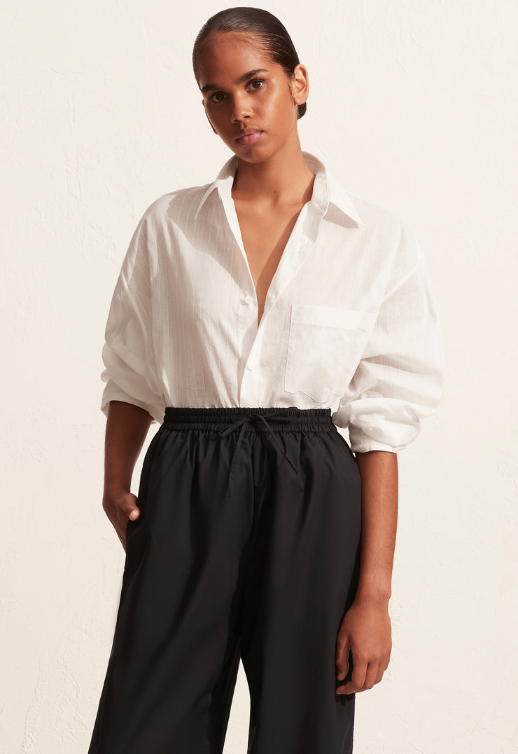 Embroidered Oversized Shirt - White - Matteau