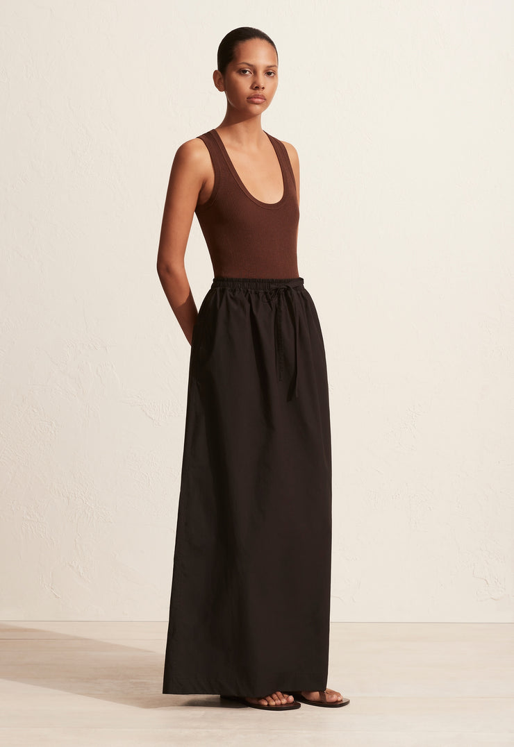 Relaxed Drawcord Skirt - Black - Matteau