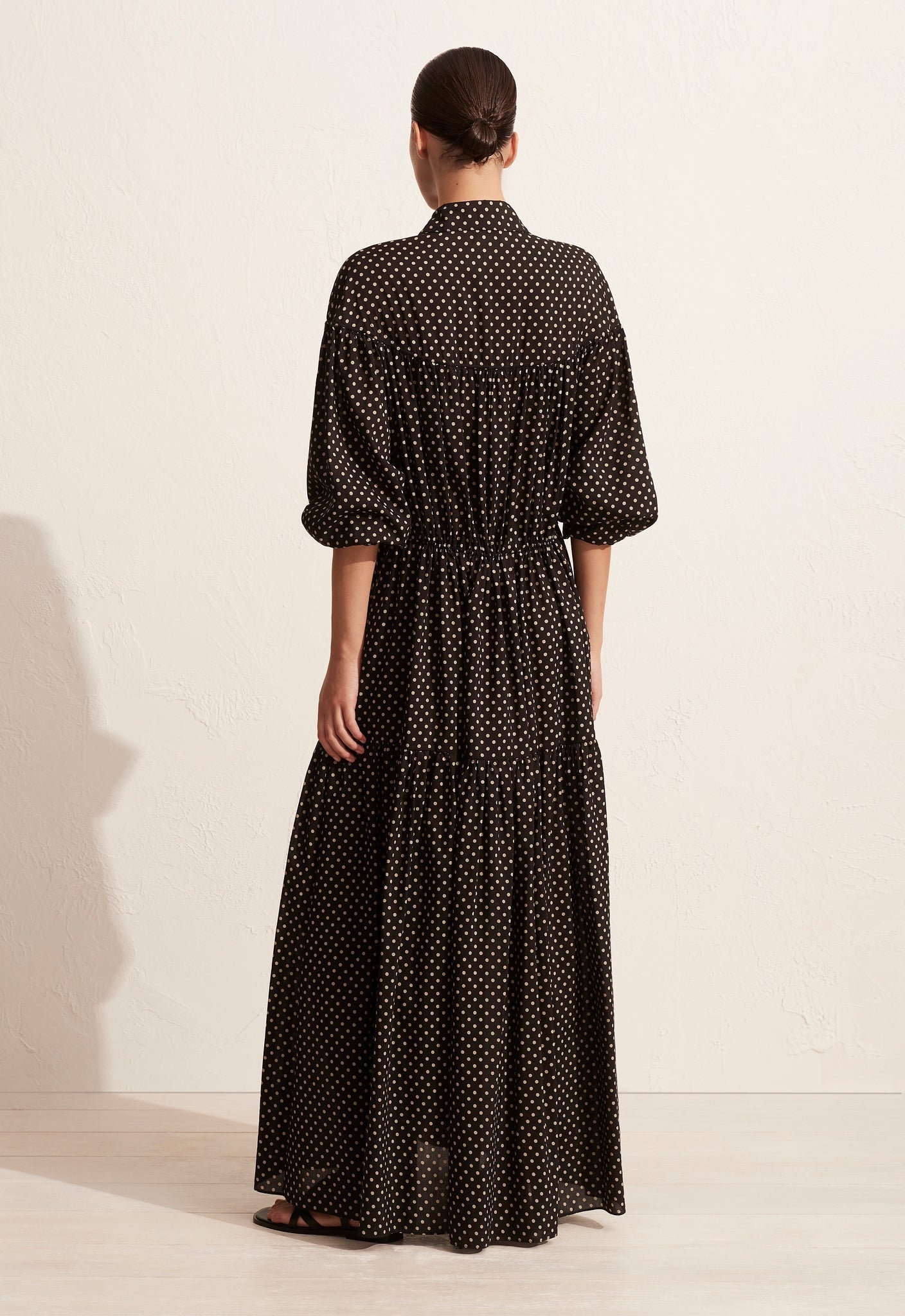 Tiered Drawcord Dress - Polka Dot - Matteau